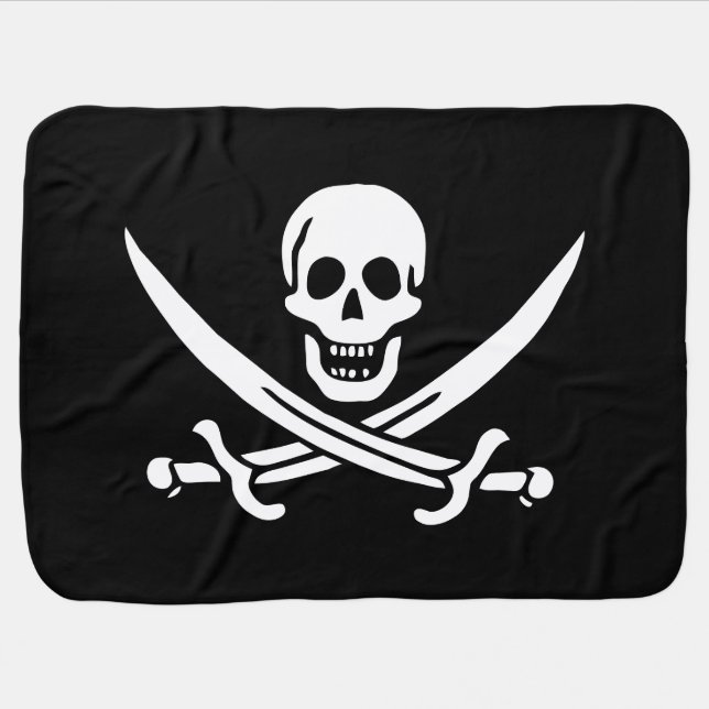 Pirate Flag Skull Crossed Swords Baby Blanket (Horizontal)