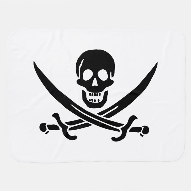 Pirate Flag Skull Crossed Swords Baby Blanket (Horizontal)