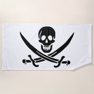 Pirate Flag Skull Crossed Swords Beach Towel