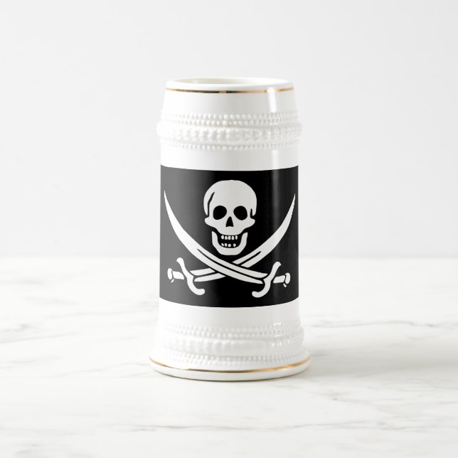Pirate Flag Skull Crossed Swords Beer Stein (Center)