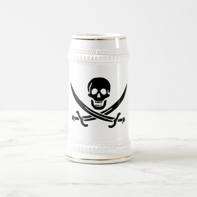 Pirate Flag Skull Crossed Swords Beer Stein (Center)