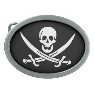 Pirate Flag Skull Crossed Swords Belt Buckle