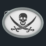 Pirate Flag Skull Crossed Swords Belt Buckle<br><div class="desc">Pirate flag skull and crossed swords Jolly Roger. The flag is associated with John Rackham, commonly known as Calico Jack.</div>