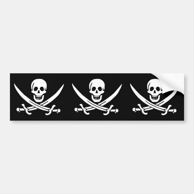 Pirate Flag Skull Crossed Swords Bumper Sticker (Front)