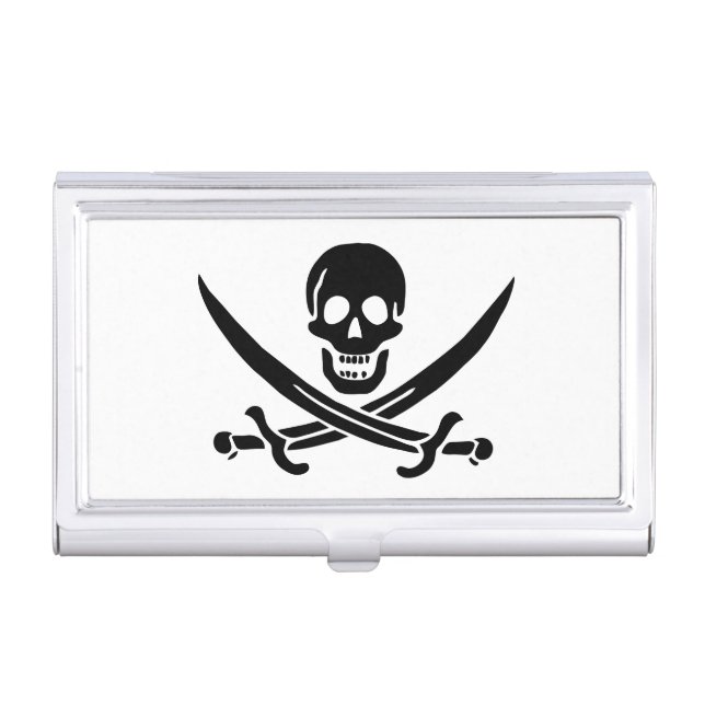 Pirate Flag Skull Crossed Swords Business Card Case (Front)