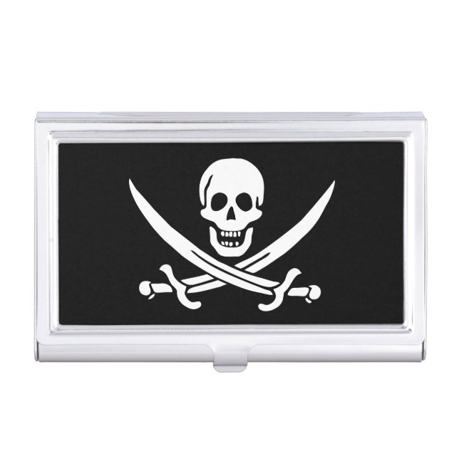 Pirate Flag Skull Crossed Swords Business Card Case (Front)