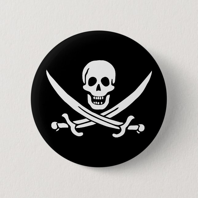 Pirate Flag Skull Crossed Swords Button (Front)