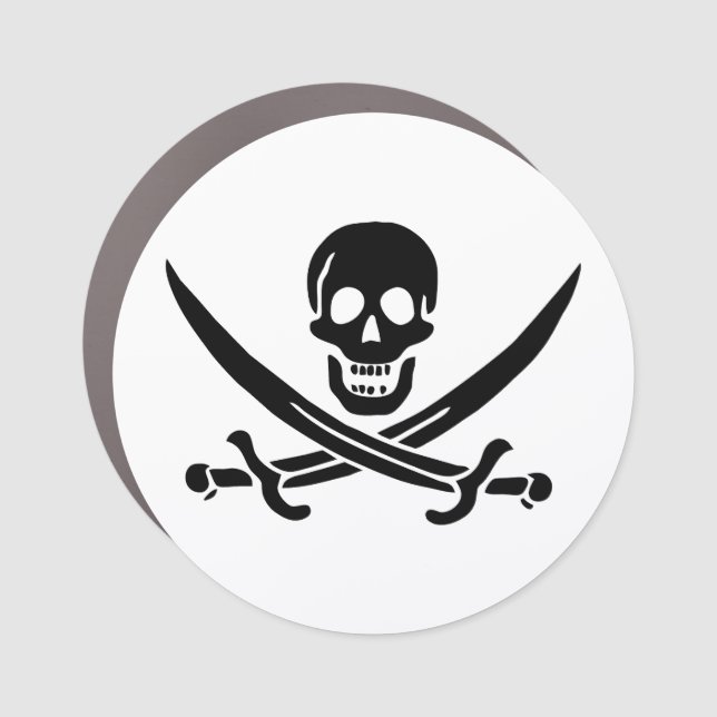 Pirate Flag Skull Crossed Swords Car Magnet (Front)