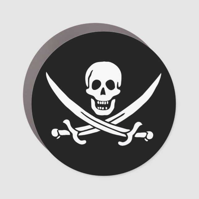 Pirate Flag Skull Crossed Swords Car Magnet (Front)
