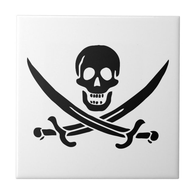 Pirate Flag Skull Crossed Swords Ceramic Tile (Front)
