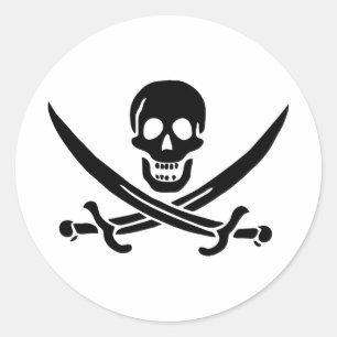 Pirate Flag Skull Crossed Swords Classic Round Sticker