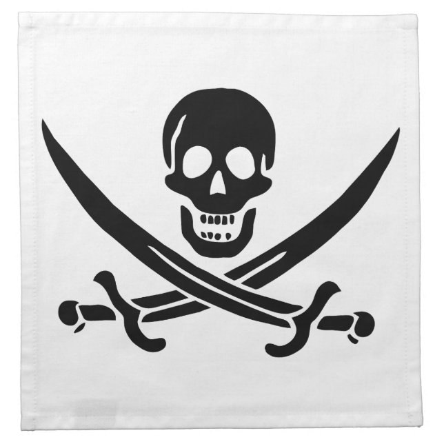 Pirate Flag Skull Crossed Swords Cloth Napkin (Front)