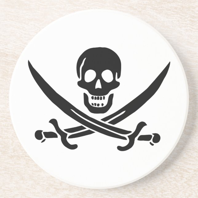 Pirate Flag Skull Crossed Swords Coaster (Front)