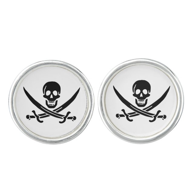 Pirate Flag Skull Crossed Swords Cufflinks (Front)