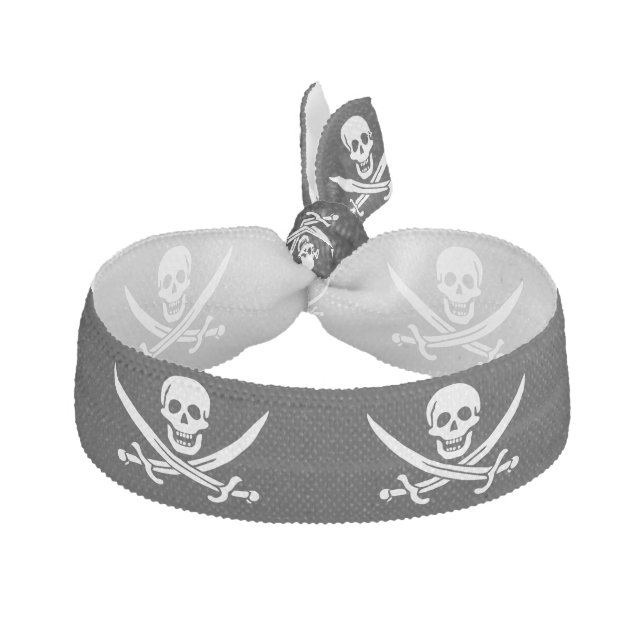 Pirate Flag Skull Crossed Swords Elastic Hair Tie (Front)