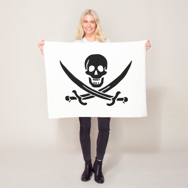 Pirate Flag Skull Crossed Swords Fleece Blanket (In Situ)