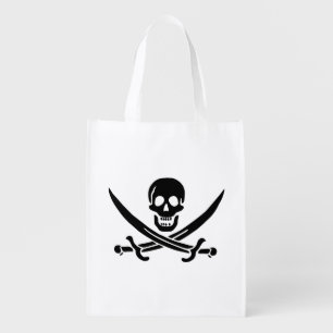 Pirate Flag Skull Crossed Swords Grocery Bag
