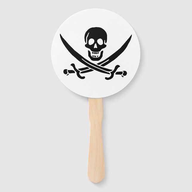 Pirate Flag Skull Crossed Swords Hand Fan (Front)