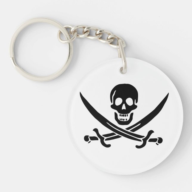 Pirate Flag Skull Crossed Swords Keychain (Front)