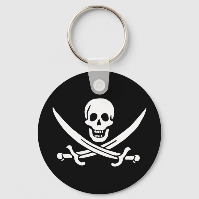 Pirate Flag Skull Crossed Swords Keychain (Front)