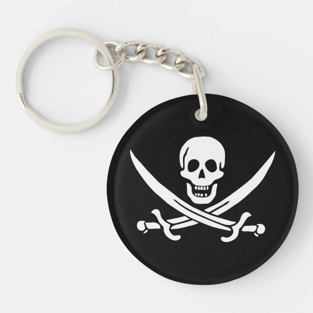 Pirate Flag Skull Crossed Swords Keychain (Front)