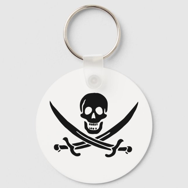 Pirate Flag Skull Crossed Swords Keychain (Front)