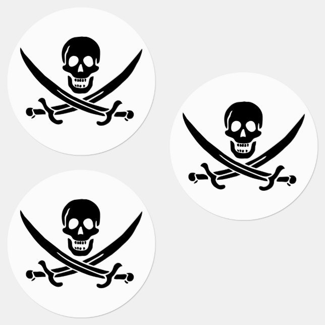 Pirate Flag Skull Crossed Swords Labels (Group)