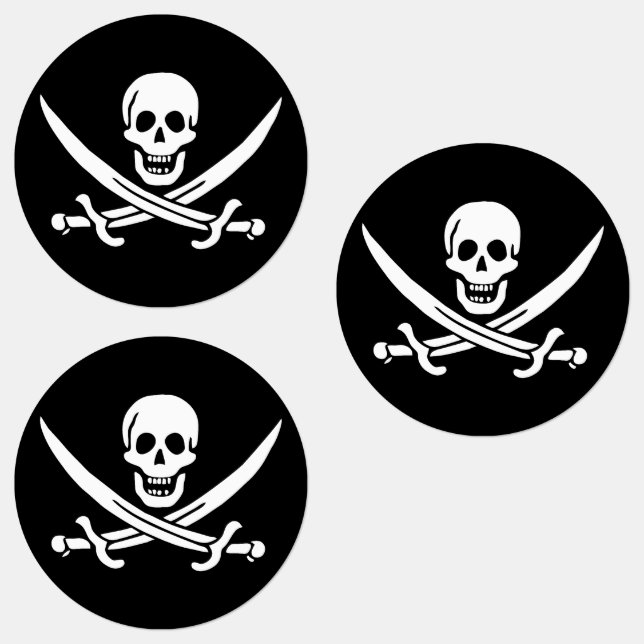 Pirate Flag Skull Crossed Swords Labels (Group)