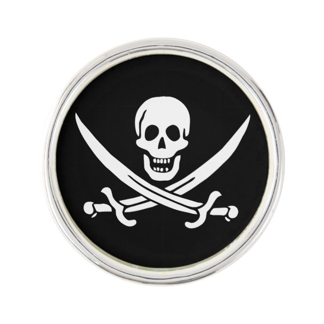 Pirate Flag Skull Crossed Swords Lapel Pin (Front)