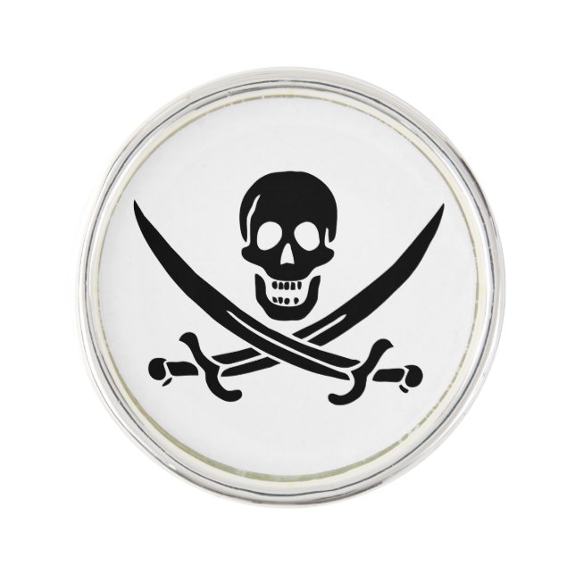 Pirate Flag Skull Crossed Swords Lapel Pin (Front)