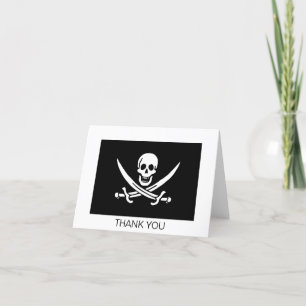 Pirate Flag Skull Crossed Swords Letterpress Thank You Card