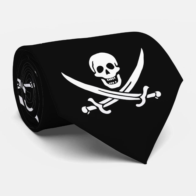 Pirate Flag Skull Crossed Swords Neck Tie (Rolled)