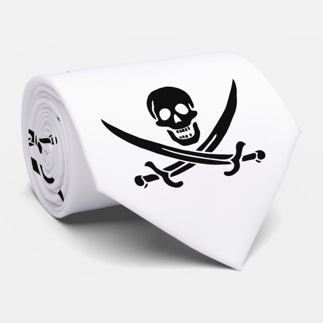 Pirate Flag Skull Crossed Swords Neck Tie (Rolled)