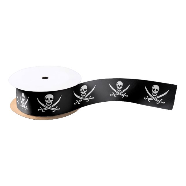 Pirate Flag Skull Crossed Swords Satin Ribbon (Spool)