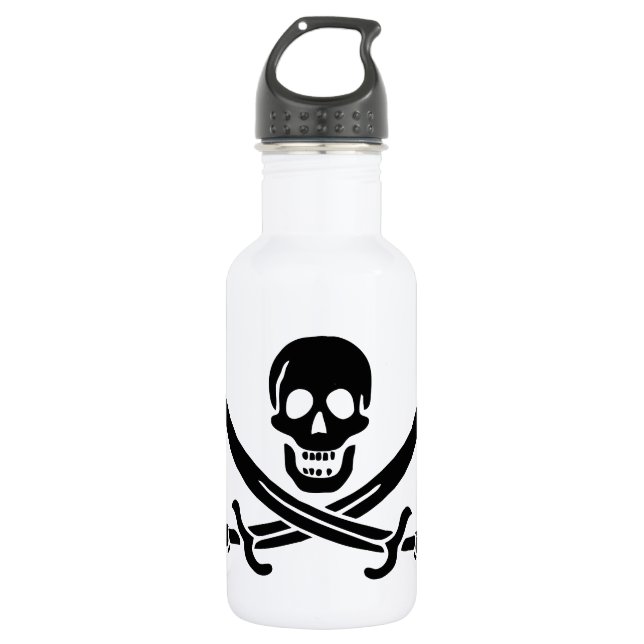 Pirate Flag Skull Crossed Swords Stainless Steel Water Bottle (Front)