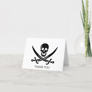 Pirate Flag Skull Crossed Swords Thank You Card
