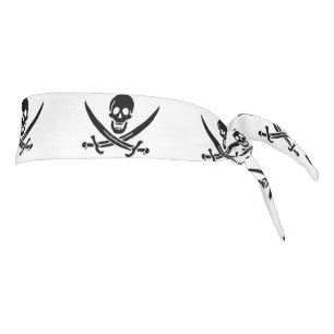 Pirate Flag Skull Crossed Swords Tie Headband