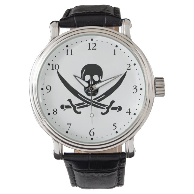 Pirate Flag Skull Crossed Swords Watch (Front)