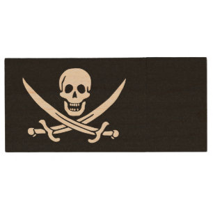 Pirate Flag Skull Crossed Swords Wood Flash Drive