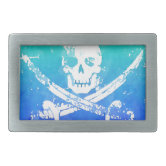 Pirate Skull & Sword Crossbones sale (TLAPD) Oval Belt Buckle