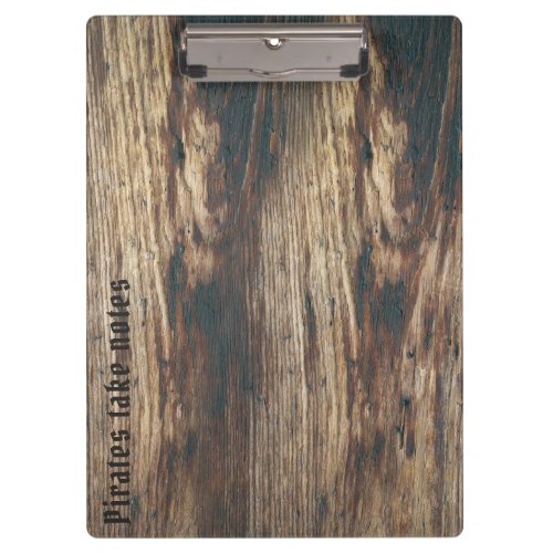 Pirate font custom text woodgrain clipboard