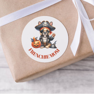 Pirate French Bulldog Halloween Frenchie Mom Classic Round Sticker