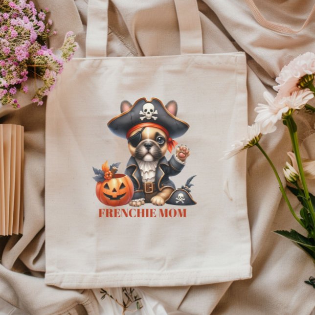 Pirate French Bulldog Halloween Frenchie Mom Tote Bag (Creator Uploaded)
