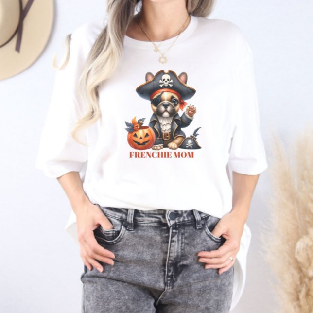 Pirate French Bulldog Halloween Frenchie Mom Tri-Blend Shirt (Creator Uploaded)
