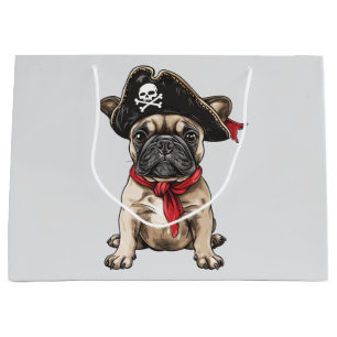 Pirate French Bulldog Skull Crossbones Large Gift Bag