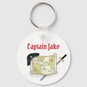Pirate Fun Cute Map Personalized Custom Keychain