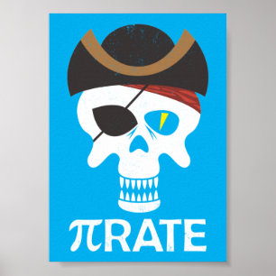 PiRate Funny Pi Day Math Skull Poster