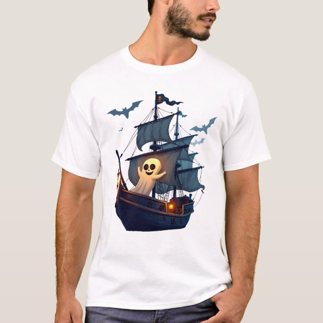 Pirate Ghost Ship � Scary Halloween Tee (Front)