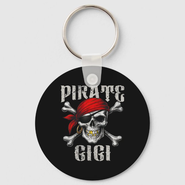 Pirate Gigi Jolly Roger Flag And Skull Crossbones  Keychain (Front)