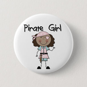 Pirate Girl African American Tshirts and Gifts Pinback Button